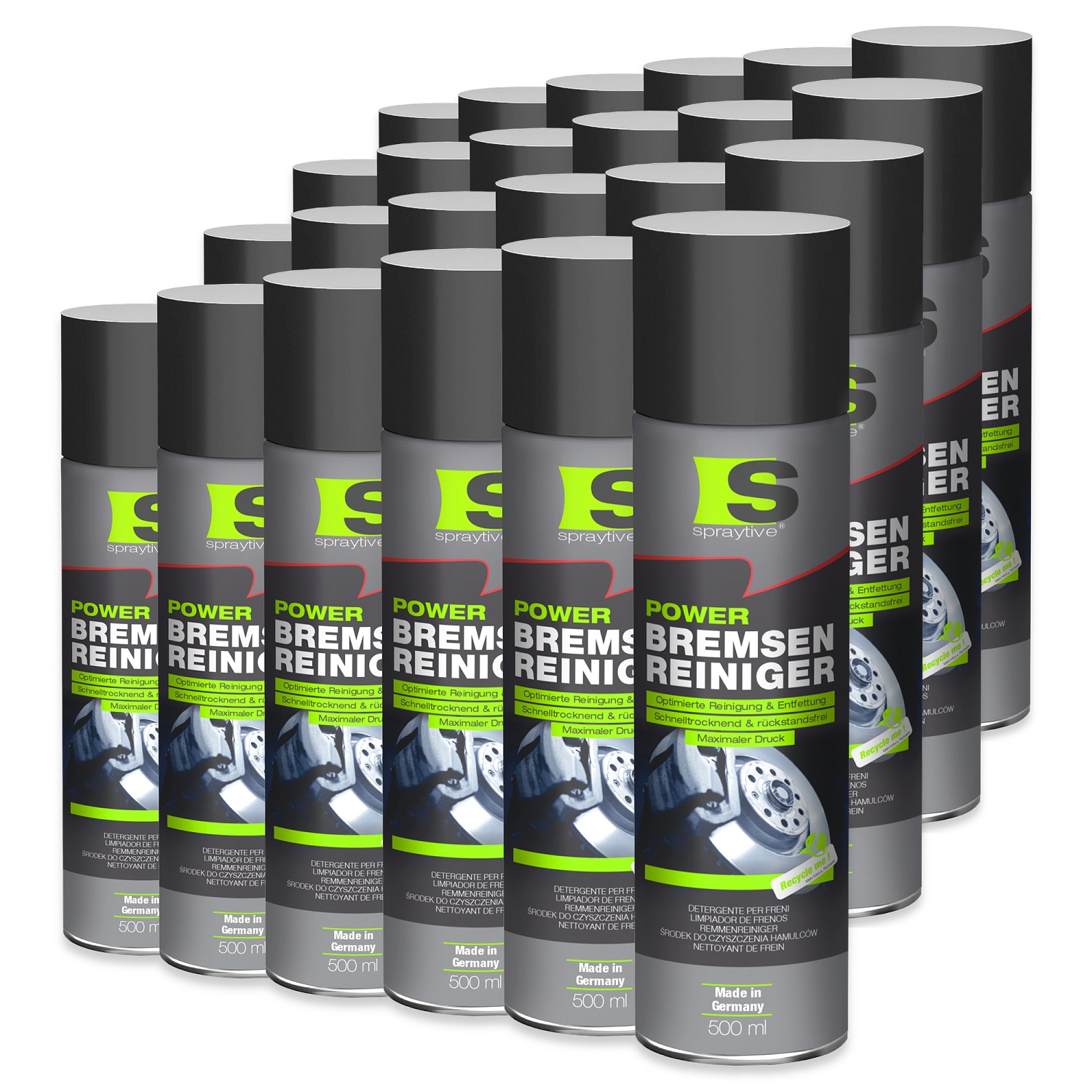 24 x 500ml Bremsenreiniger – Hochwirksamer Kaltreiniger, entfernt Schmutz, Öl, Fett und Rost