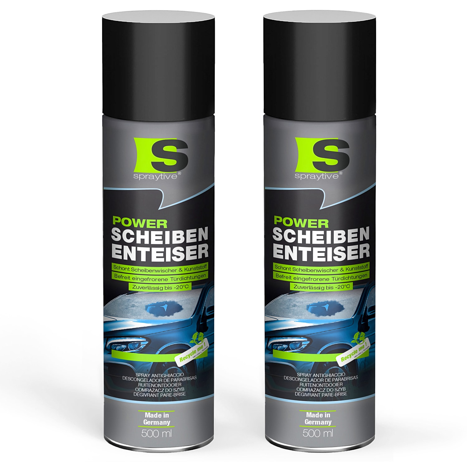 2 x 500ml Power Scheibenenteiser – Eisfrei ohne Kratzen bis -20 °C