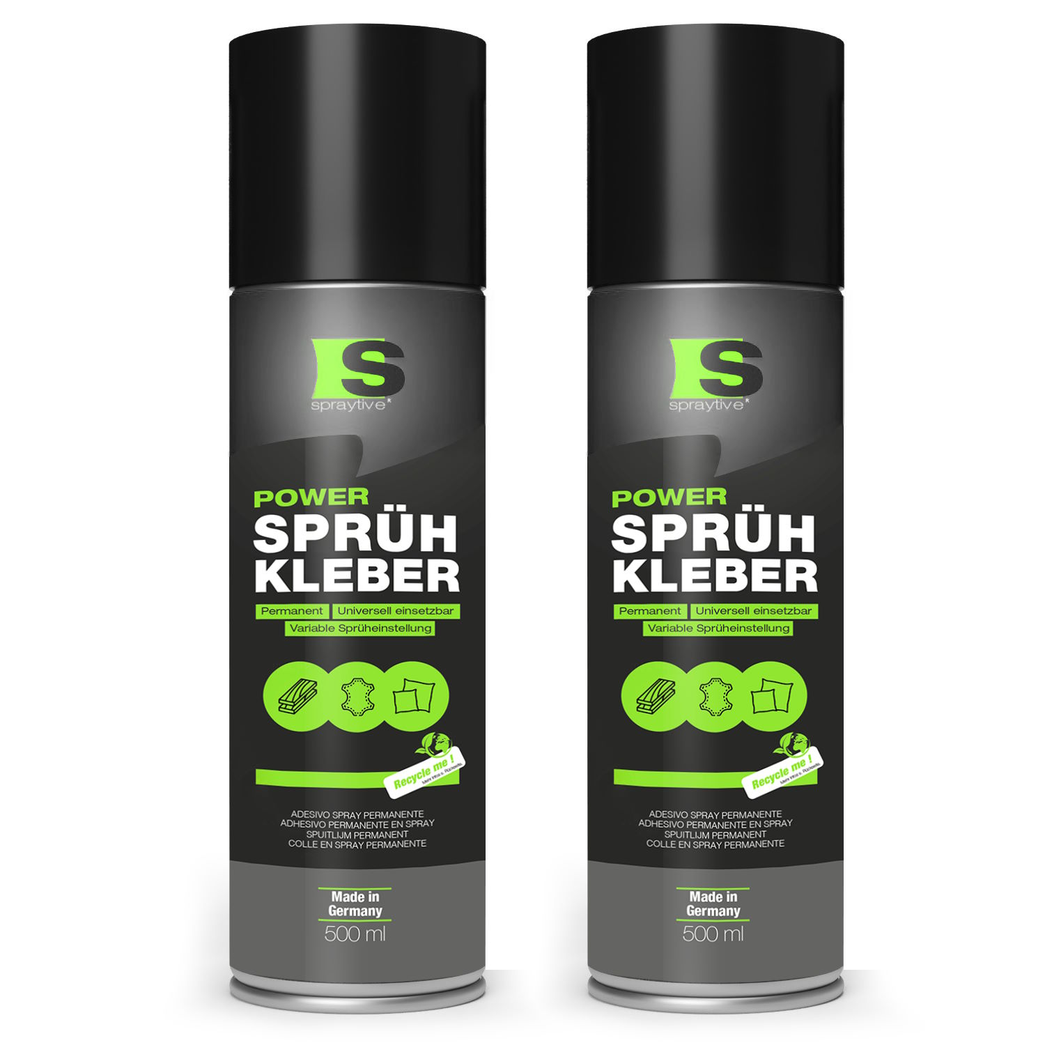 2 x 500ml Power Sprühkleber - Permanenter Kleber für viele Oberflächen