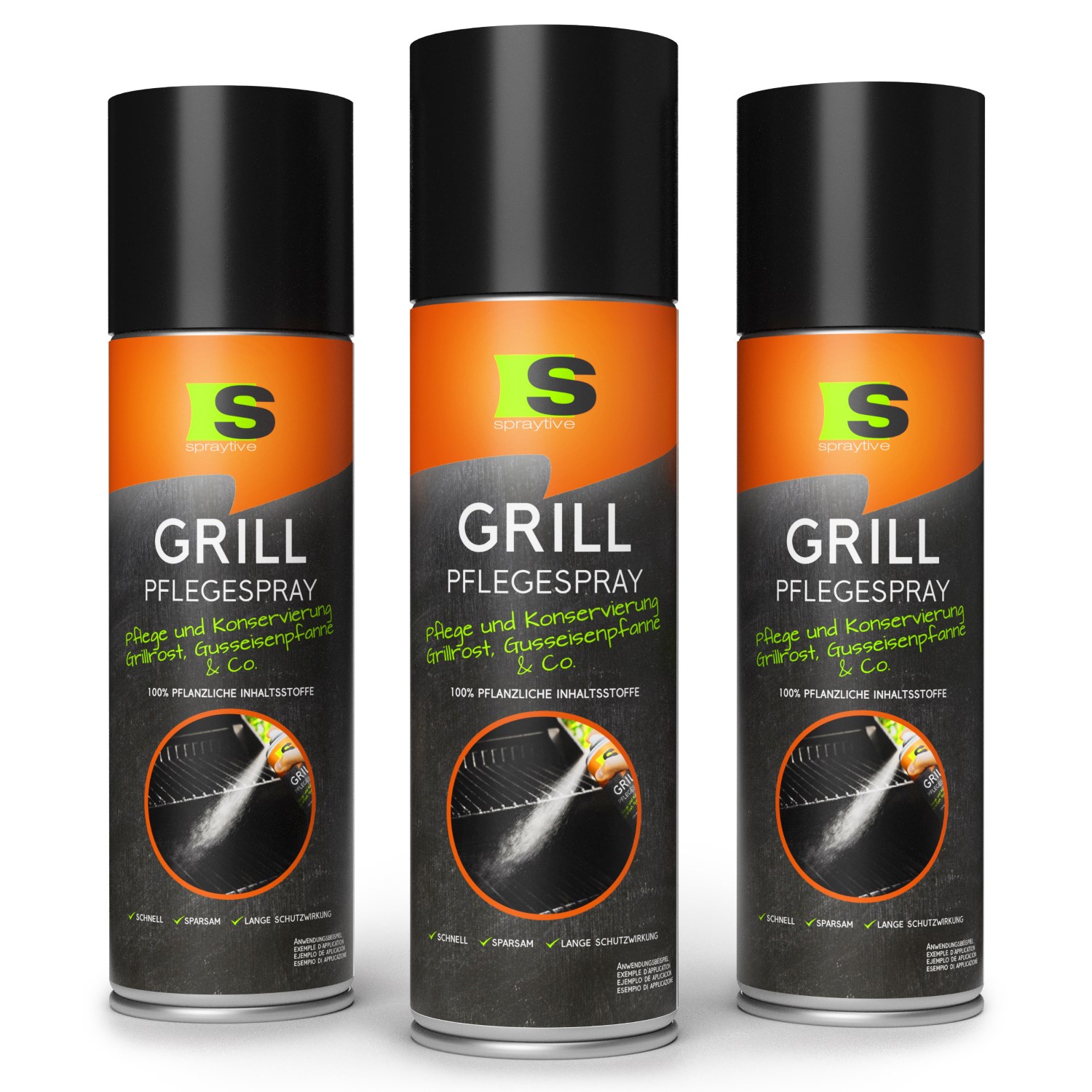 3 x 500ml Grill-Pflegespray - Pflegt & Konserviert Grillroste, Pfannen, Gusseisen & Co.