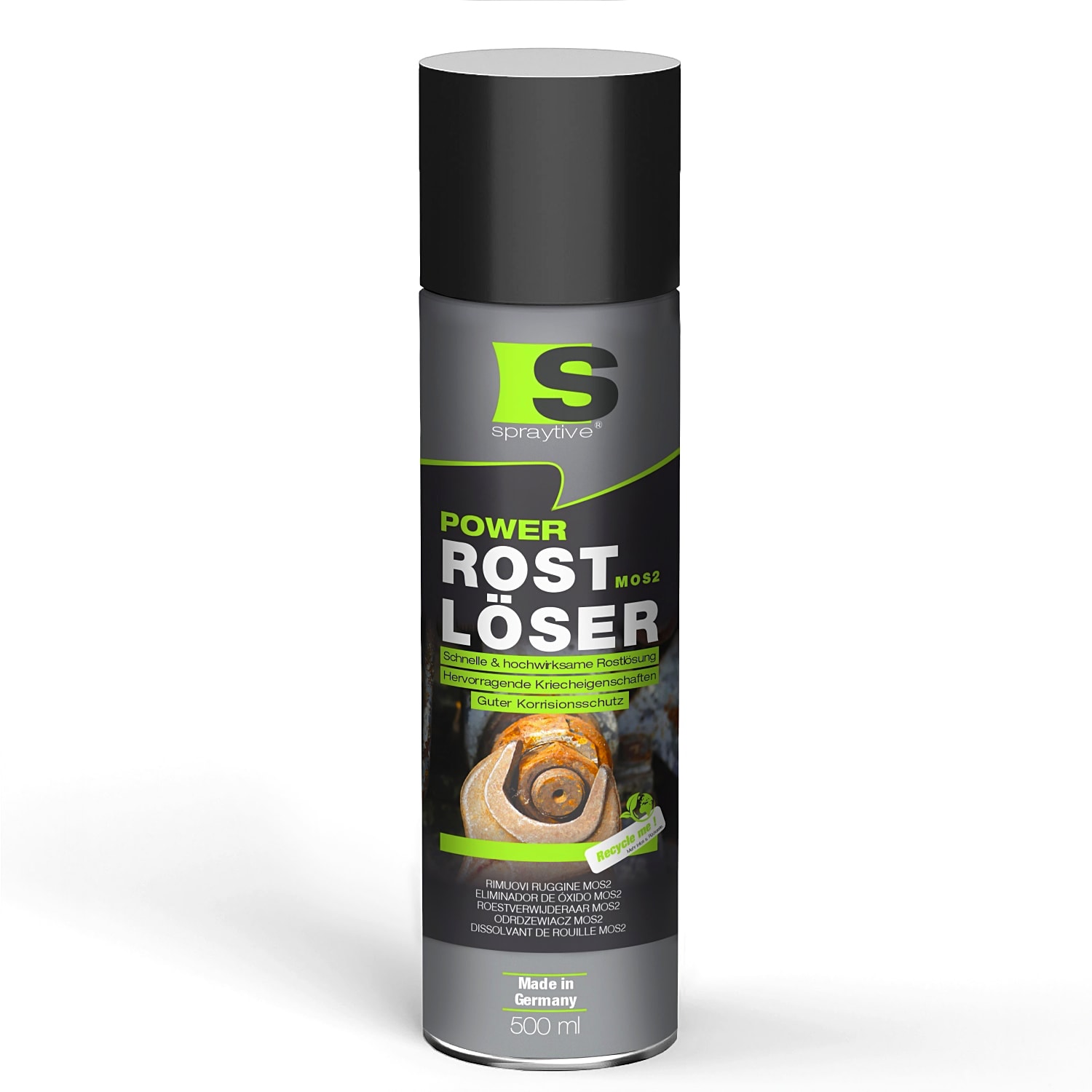 1 × 500 ml Power Rostlöser mit MoS₂ – Kriechfähiger Rostentferner mit Reibminderung und Korrosionsschutz