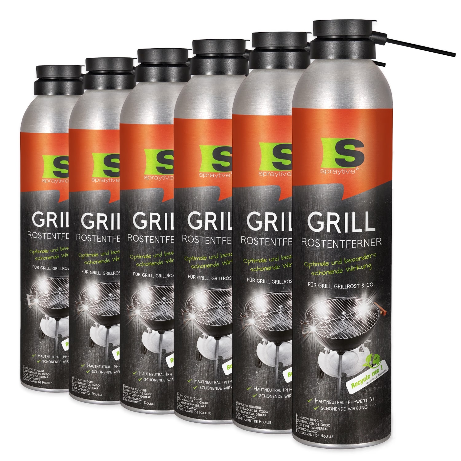 6 x 300ml Grill-Rostentferner – Materialschonende Rostentfernung – effektiv, hautneutral und sicher