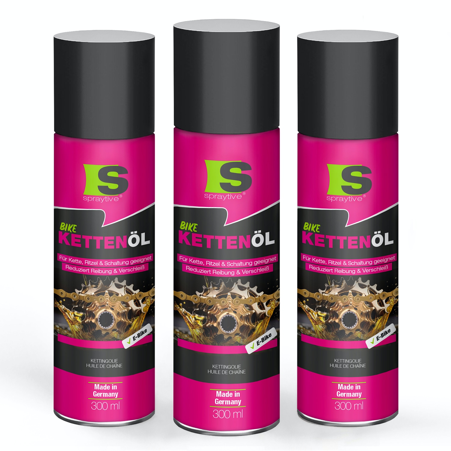 3 × 300ml Bike-Kettenöl-Spray – Schmierung & Korrosionsschutz für Fahrrad & E-Bike