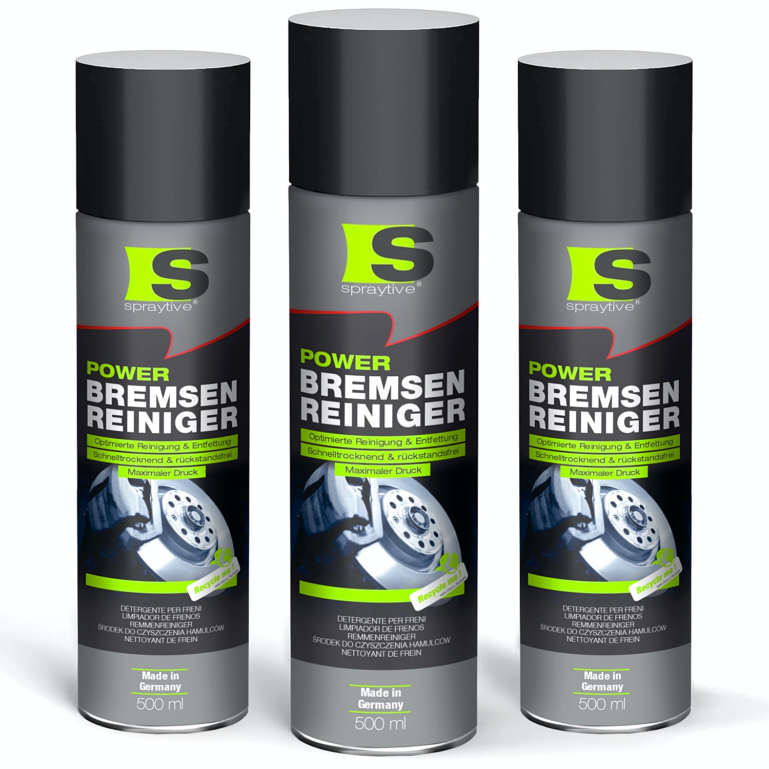 3 x 500 ml Bremsenreiniger – Hochwirksamer Kaltreiniger, entfernt Schmutz, Öl, Fett und Rost