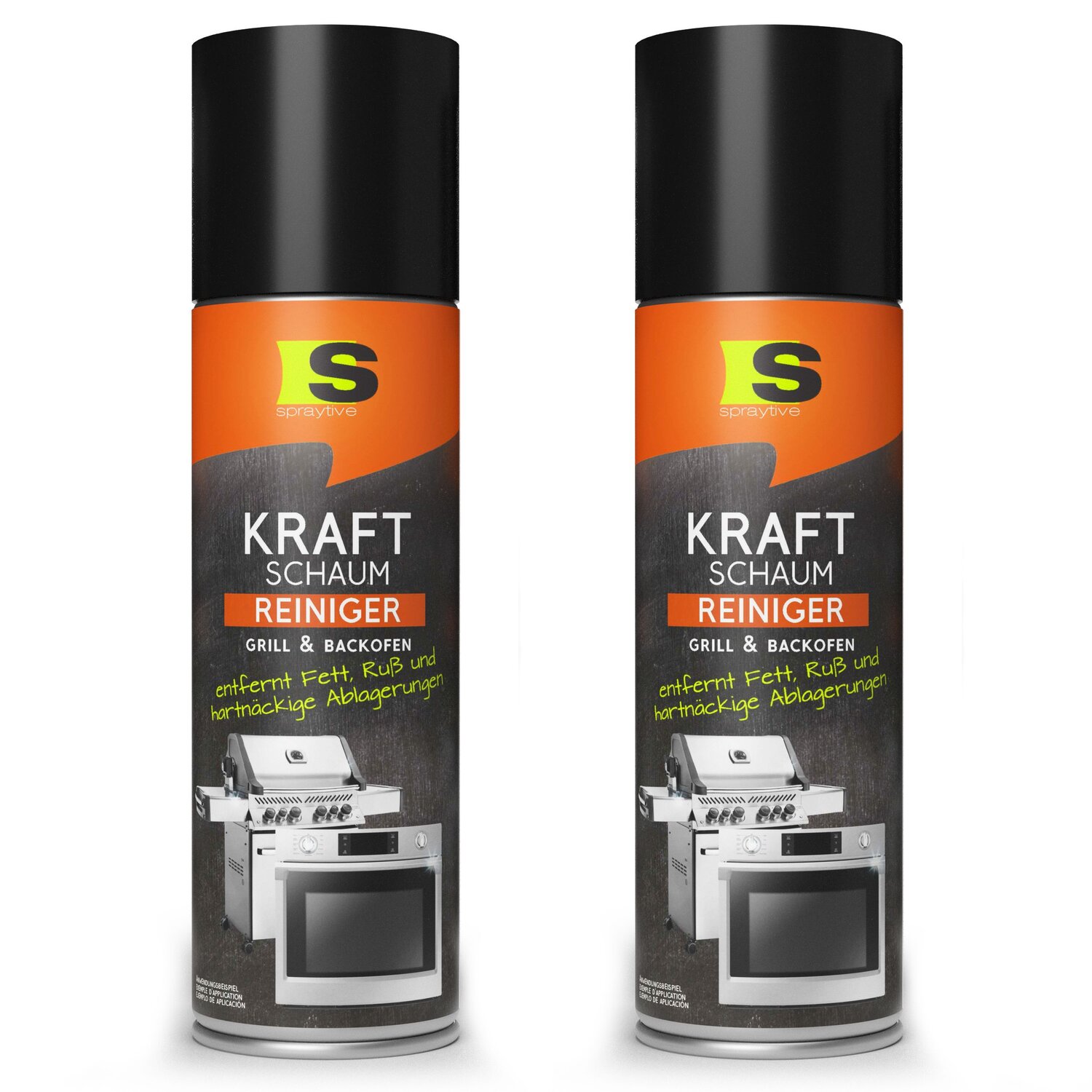 2 x 500ml Grill- & Backofen Kraftschaumreiniger - Entfernt Fett, Ruß und hartnäckige Ablagerungen