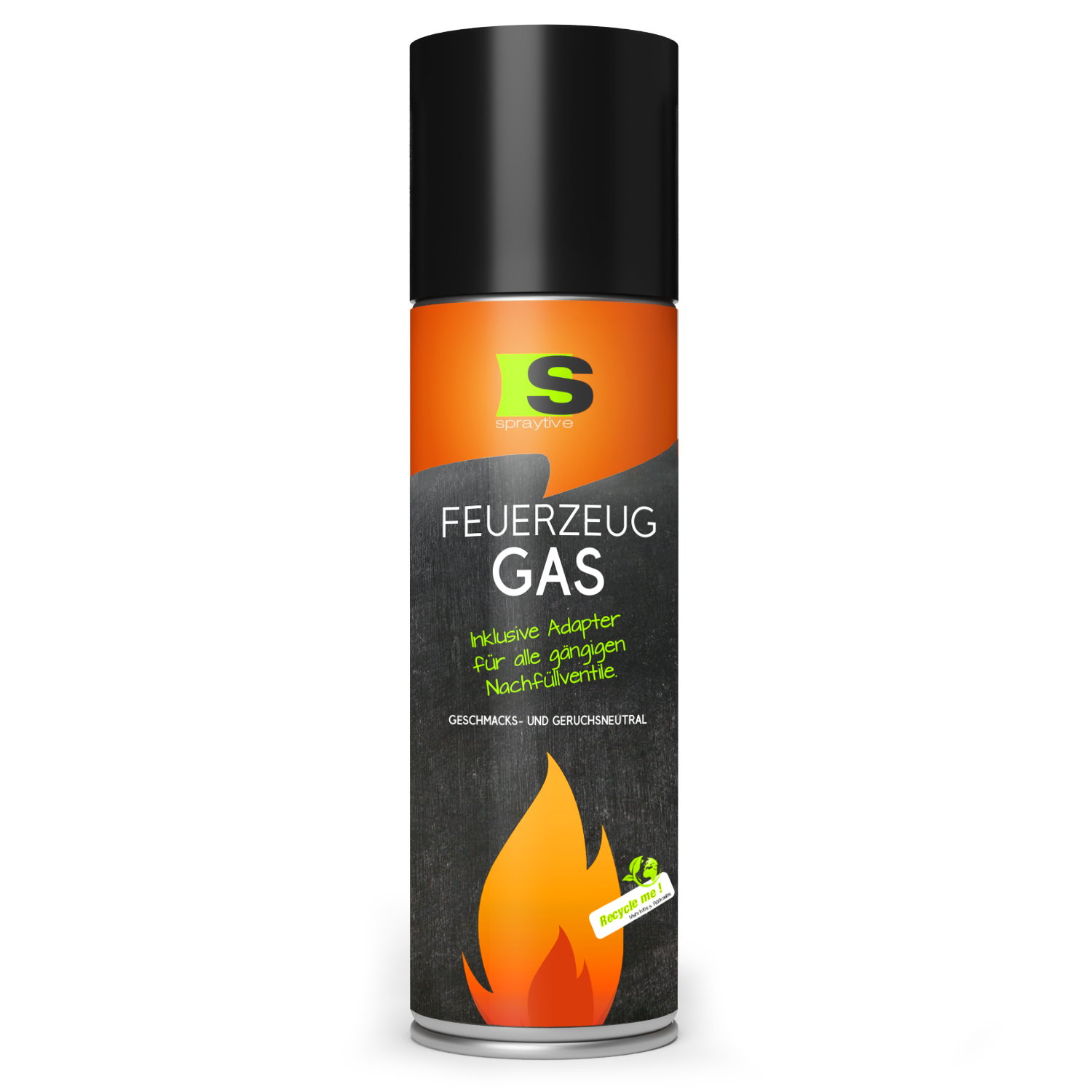 Spraytive 1 x 500ml Feuerzeuggas für Feuerzeuge und Flambierbrenn inkl. Adapterring
