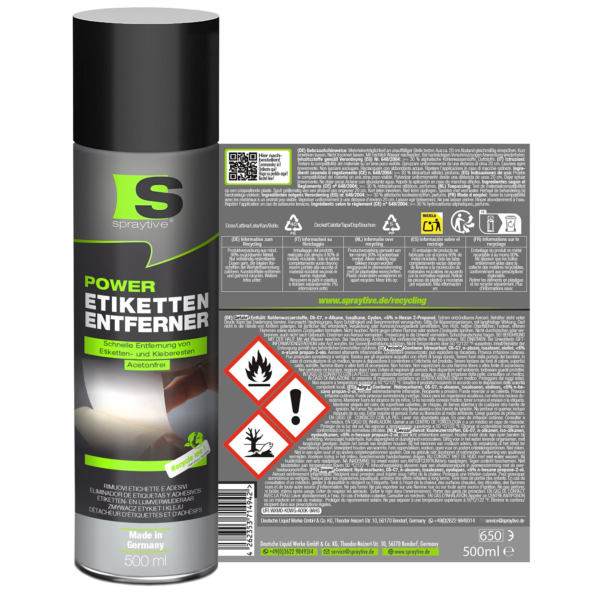 1 x 500ml Power Etikettenentferner (Acetonfrei) – Entfernt Klebereste, Etiketten & Aufkleber rückstandsfrei