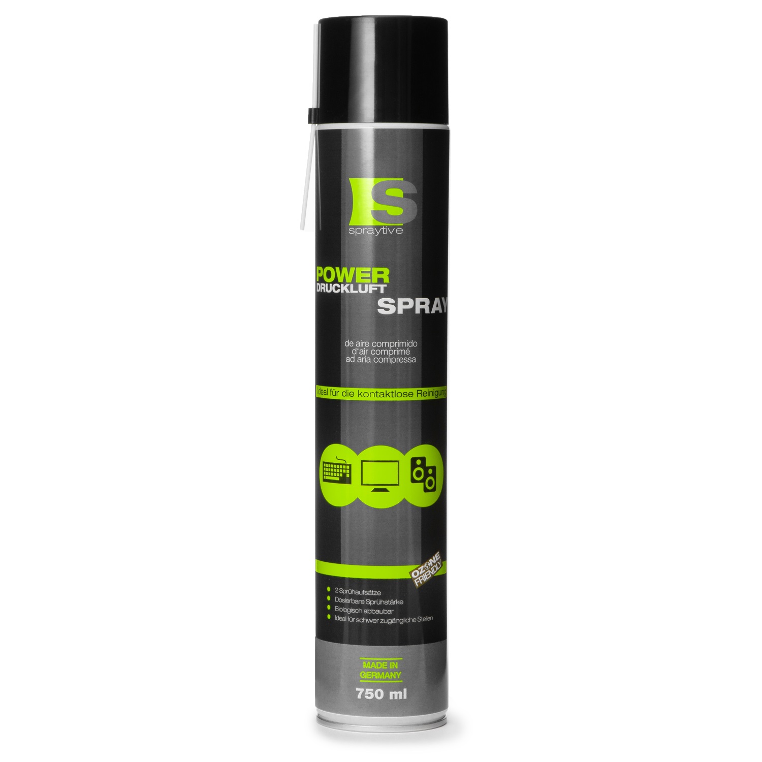 750ml Druckluftspray - Druckluftreiniger / Luftdruckspray für Elektronik, PC & Co