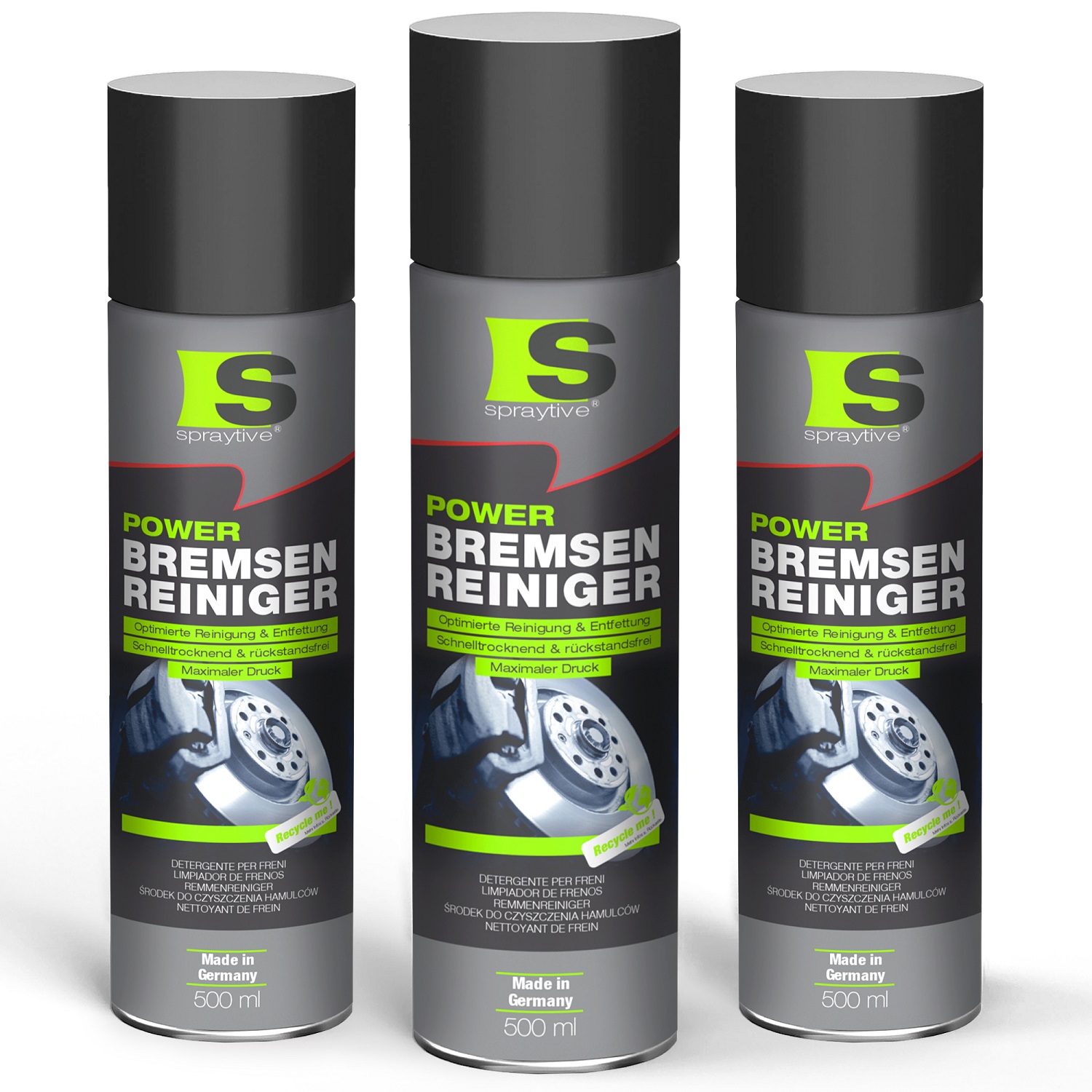 3 x 500 ml Bremsenreiniger – Hochwirksamer Kaltreiniger, entfernt Schmutz, Öl, Fett und Rost