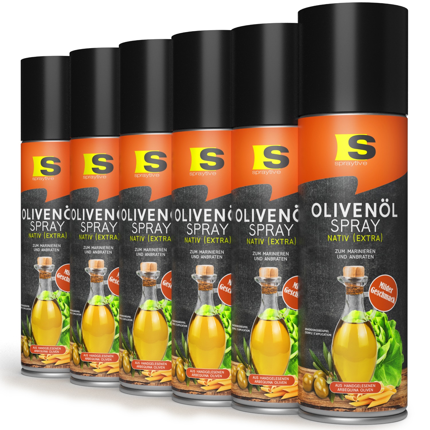 6 x 400ml Olivenöl Spray Nativ (Extra) - Zum Marinieren und Anbraten