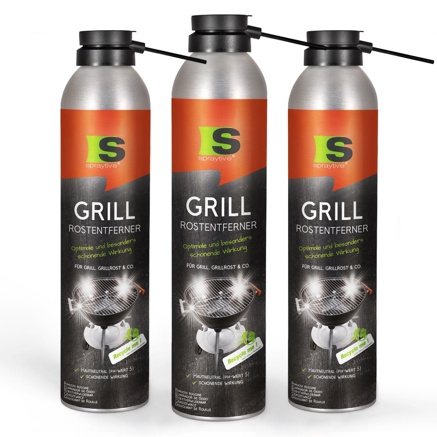 3 x 300ml Grill-Rostentferner – Materialschonende Rostentfernung – effektiv, hautneutral und sicher