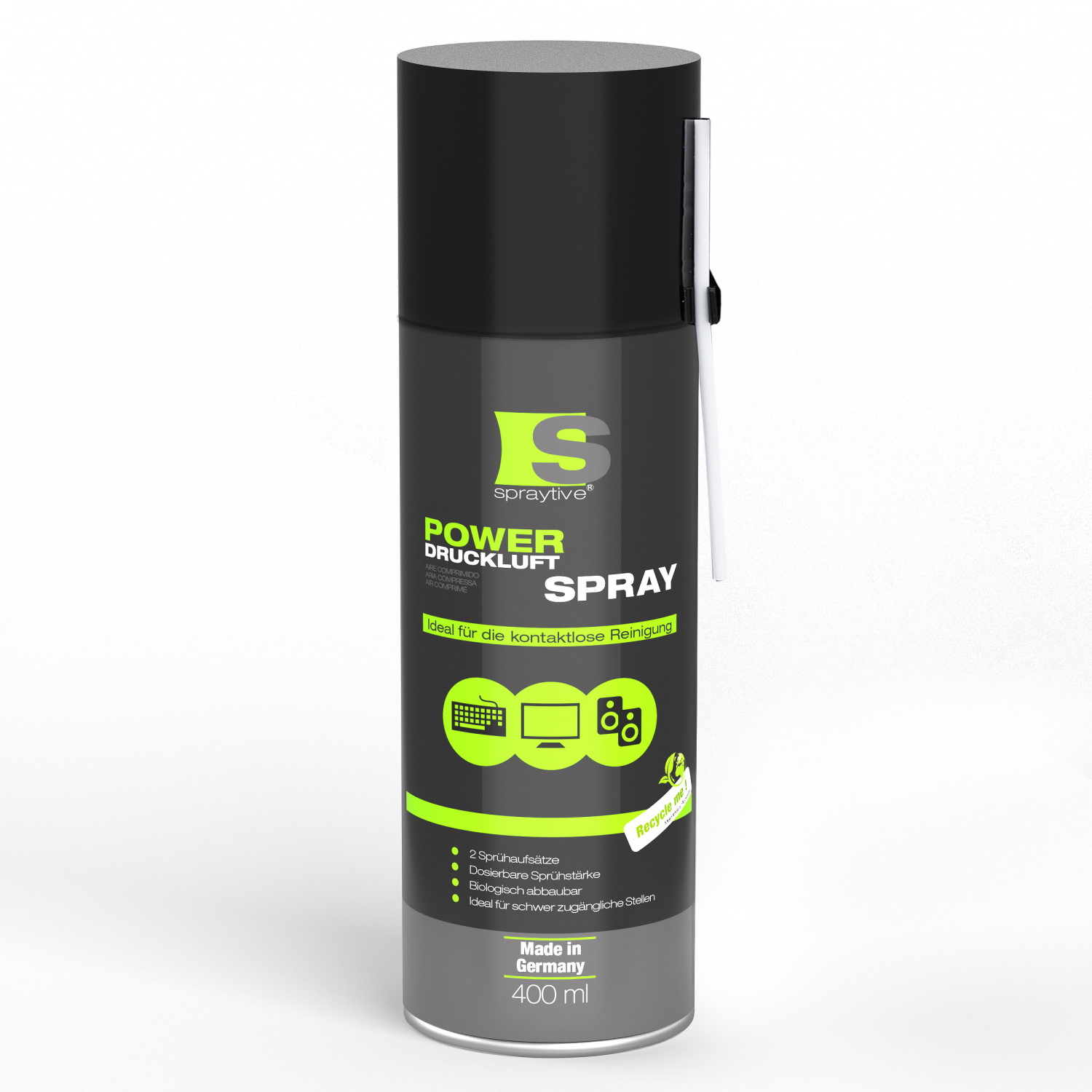 400ml Druckluftspray - Druckluftreiniger / Luftdruckspray für Tastatur, PC & Co