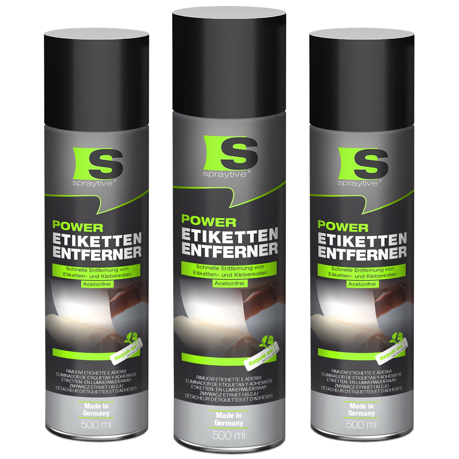 3 x 500ml Power Etikettenentferner (Acetonfrei) – Entfernt Klebereste, Etiketten & Aufkleber rückstandsfrei