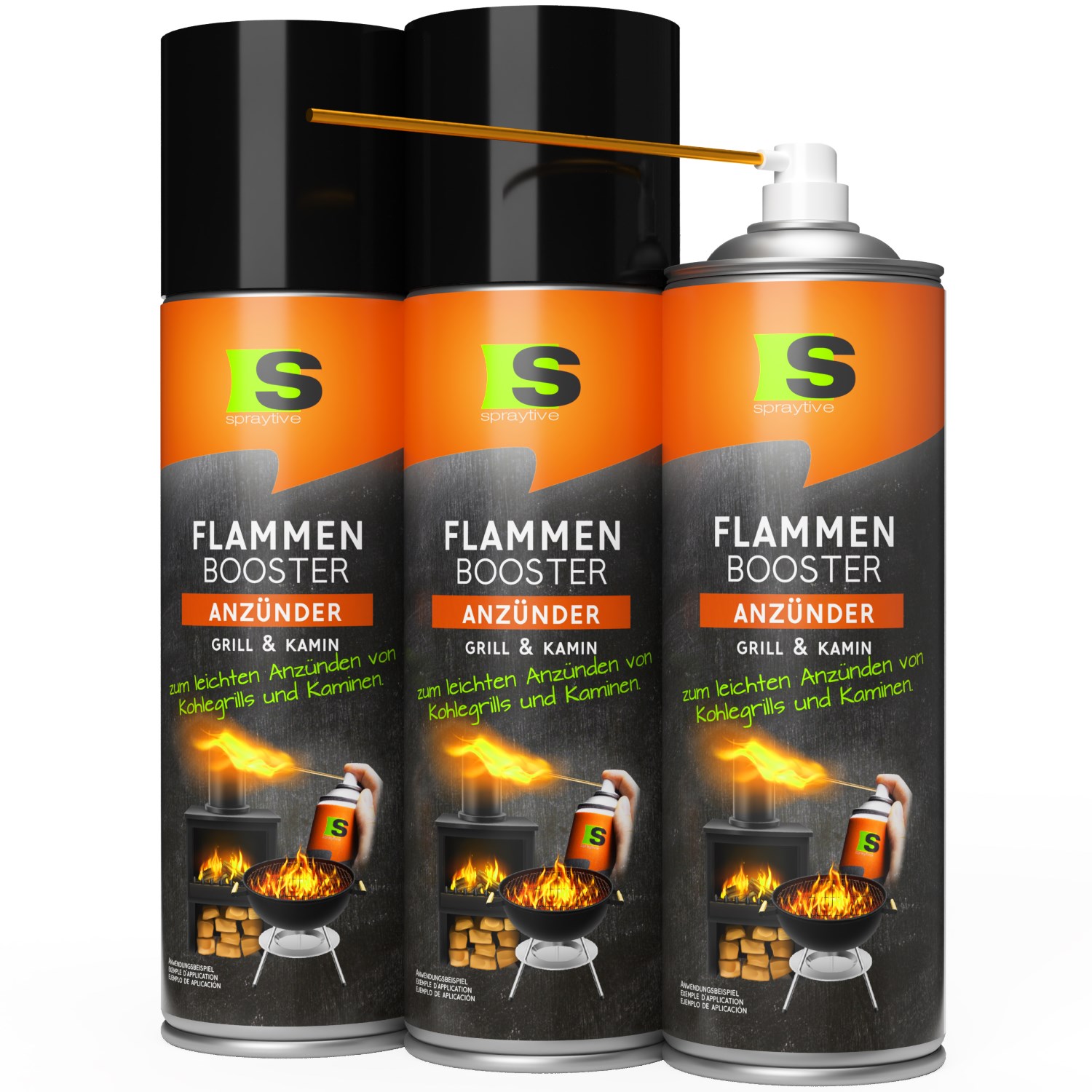 3 x 500ml Flammen-Booster Grill- & Kaminanzünder - Für Kohlegrill, Kamin & Feuerkorb