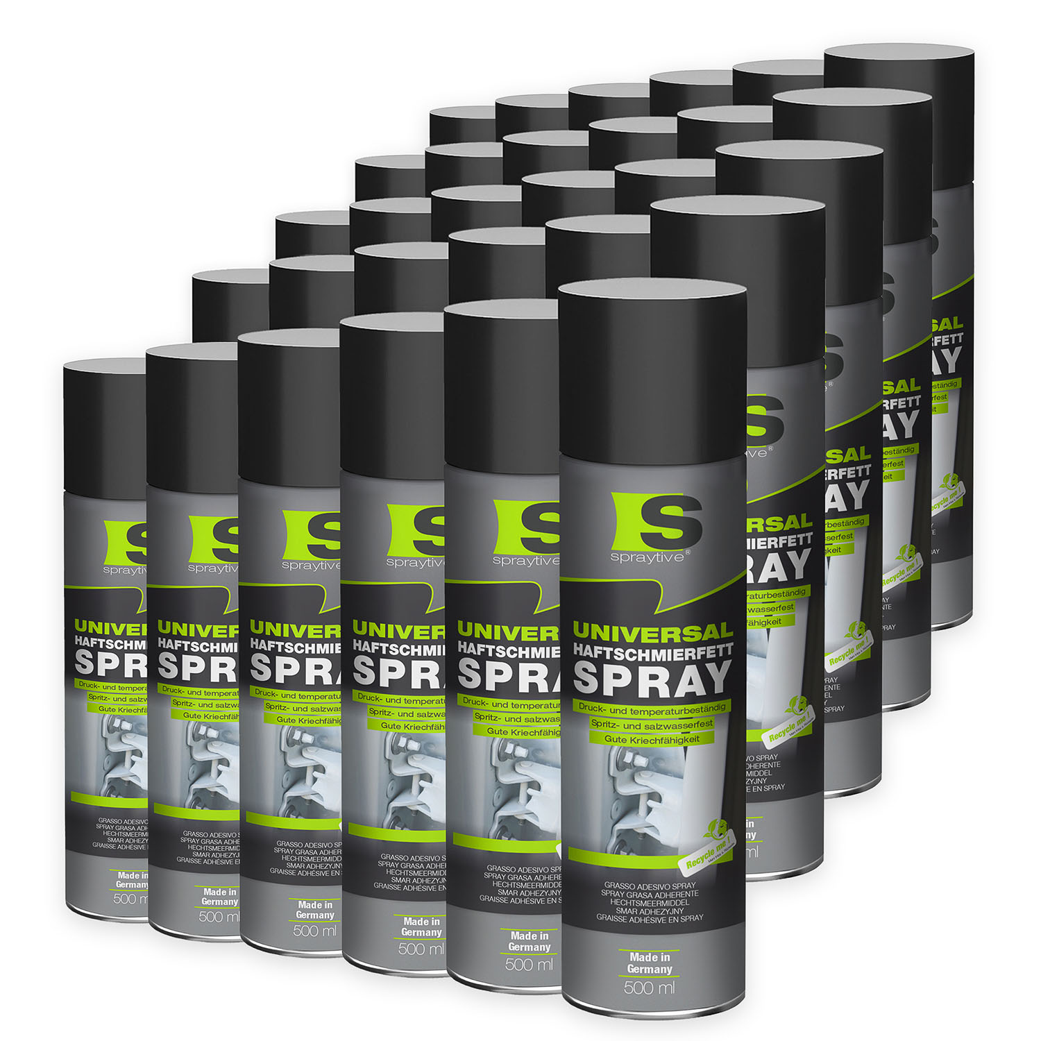 30 x 500 ml Universal-Haftschmierfett-Spray – stark haftend, kriechfähig, wasserbeständig